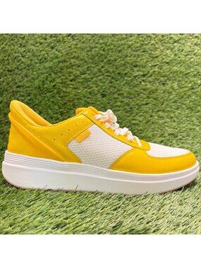 Kizik Brisbane Womens Size 9.5D White Yellow Athletic Running Shoes Sneakers